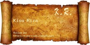 Kiss Riza névjegykártya